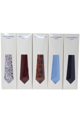 Box Of 100 Assorted Silk Ties Packed Individually In Tie Sleeve Envelopes